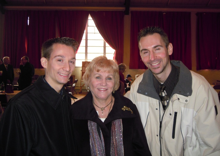 Sons David and Chris with Mom Helen...14 from Christmas at St. John's